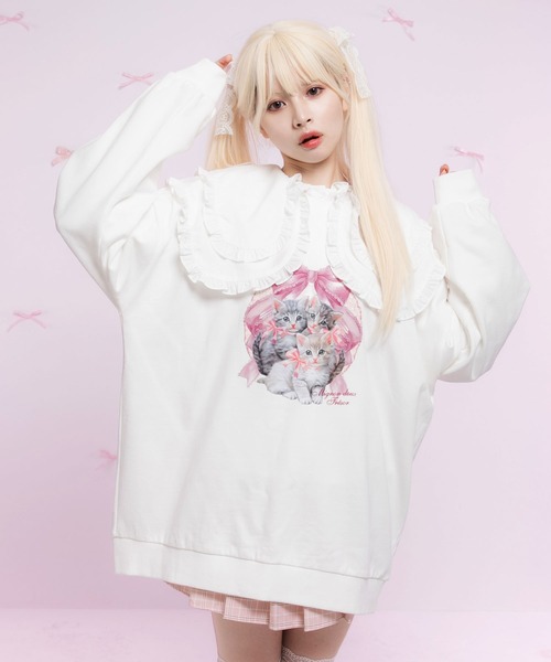 DearMyLoveRose(ディアマイラブローズ)の「オリジナルプリント柄オーバーサイズスウェット(スウェット・レディース・ホワイト/ホワイト系その他/ホワイト系その他2/ホワイト系その他3・M-L/LL~3L)」の2枚目の写真