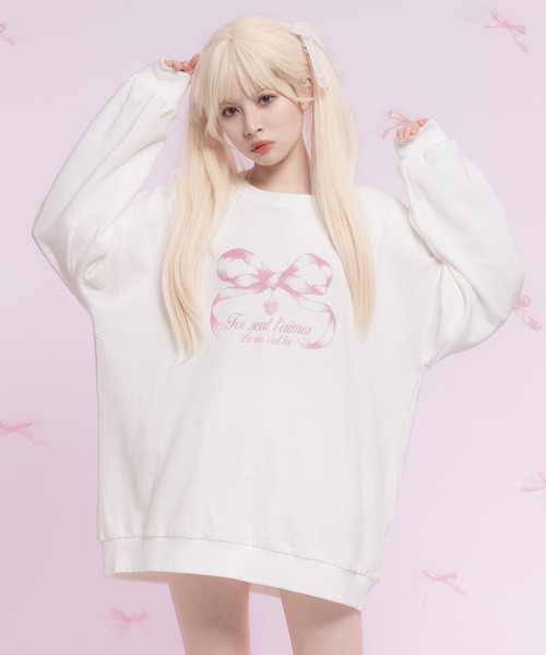 DearMyLoveRose(ディアマイラブローズ)の「オリジナルプリント柄オーバーサイズスウェット(スウェット・レディース・ホワイト/ホワイト系その他/ホワイト系その他2/ホワイト系その他3・M-L/LL~3L)」の4枚目の写真