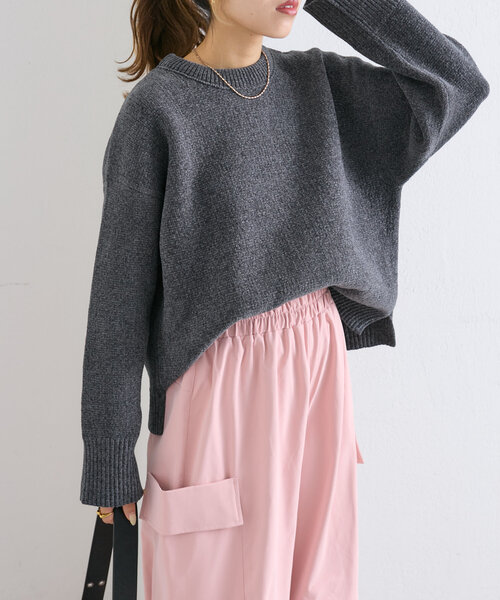 w closet(ダブルクローゼット)の「【2WAY】配色モールニットプルオーバー(ニット/セーター・レディース・チャコールグレー/ブルー/ピンク・FREE)」の4枚目の写真