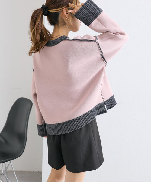 w closet(ダブルクローゼット)の「【2WAY】配色モールニットプルオーバー(ニット/セーター・レディース・チャコールグレー/ブルー/ピンク・FREE)」の14枚目の写真