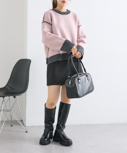 w closet(ダブルクローゼット)の「【2WAY】配色モールニットプルオーバー(ニット/セーター・レディース・チャコールグレー/ブルー/ピンク・FREE)」の18枚目の写真