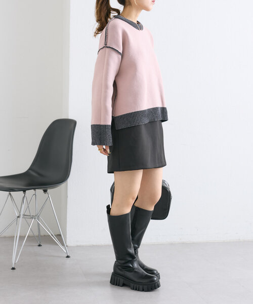 w closet(ダブルクローゼット)の「【2WAY】配色モールニットプルオーバー(ニット/セーター・レディース・チャコールグレー/ブルー/ピンク・FREE)」の19枚目の写真