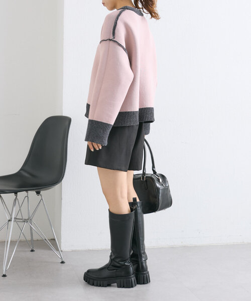 w closet(ダブルクローゼット)の「【2WAY】配色モールニットプルオーバー(ニット/セーター・レディース・チャコールグレー/ブルー/ピンク・FREE)」の20枚目の写真