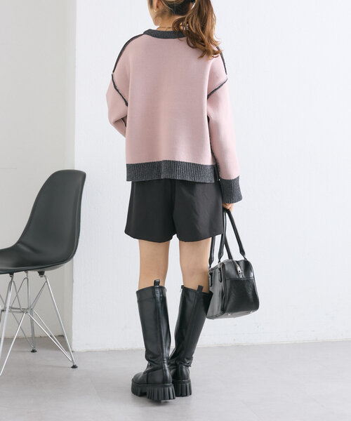 w closet(ダブルクローゼット)の「【2WAY】配色モールニットプルオーバー(ニット/セーター・レディース・チャコールグレー/ブルー/ピンク・FREE)」の21枚目の写真