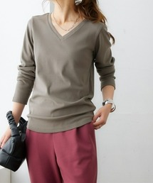 ＵＶカット綿１００％フライス素材Ｖネック長袖Ｔシャツ