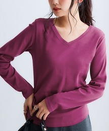 ＵＶカット綿１００％フライス素材Ｖネック長袖Ｔシャツ