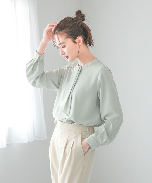 お手入れらくらくボウタイ風ブラウス/133607（シャツ/ブラウス