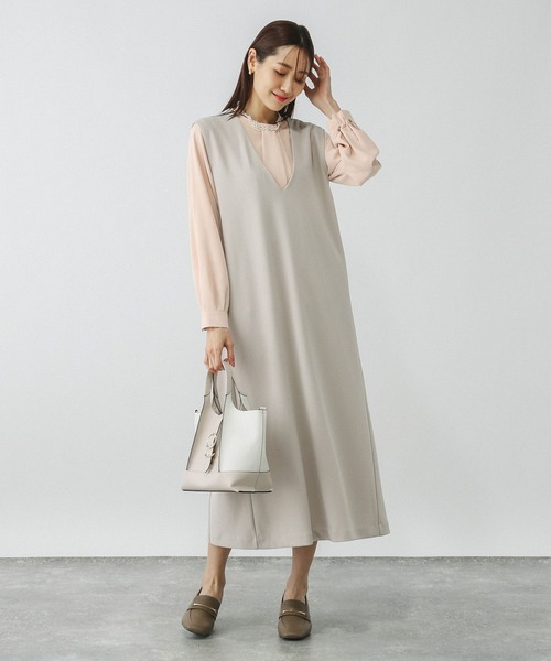 GLOBAL WORK（グローバルワーク）の「お手入れらくらくボウタイ風ブラウス/133607（シャツ/ブラウス・レディース・グレイッシュベージュ/ミント/オフホワイト/ピンク・LARGE/MEDIUM/SMALL/X-LARGE）」の17枚目の写真