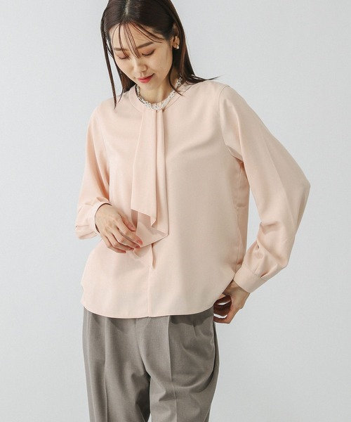 GLOBAL WORK（グローバルワーク）の「お手入れらくらくボウタイ風ブラウス/133607（シャツ/ブラウス・レディース・グレイッシュベージュ/ミント/オフホワイト/ピンク・LARGE/MEDIUM/SMALL/X-LARGE）」の19枚目の写真