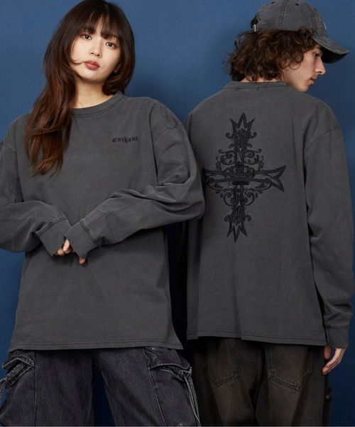 unrelaxing(アンリラクシング)の「オーバーサイズ 刺繍 ロングTシャツ 綿100%/embroidery oversize T-shirt(Tシャツ/カットソー・メンズ・ホワイト系5/ブラック系その他3/その他20/ホワイト系1/ホワイト系2/ブラック/ブラック×レッド/その他/その他6/その他14/ホワイト系4/ブラック系その他4/その他10/その他19/ホワイト系7/ホワイト系9/ホワイト系6/ライトブラック/ブラック系その他6/ブラック系1/ブラック系3/その他8/ホワイト系8/スミクロ/ブラック系その他7/ブラック系/その他1/その他3/その他5/その他11/ホワイト系3/ブラック系その他/ブラック×ブルー/ブラック系2/その他4/その他7/その他9/その他12/その他21/ホワイト系/ブラック系その他2/その他15/その他16/その他17/その他18・SMALL/MEDIUM/LARGE/X-LARGE)」の18枚目の写真