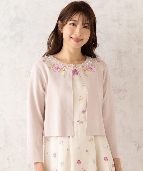 セール】フラワー刺繍ニットカーディガン（カーディガン/ボレロ