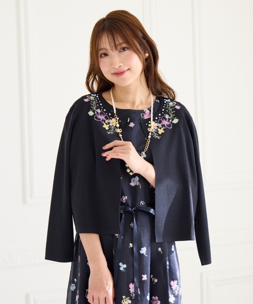 セール】フラワー刺繍ニットカーディガン（カーディガン/ボレロ