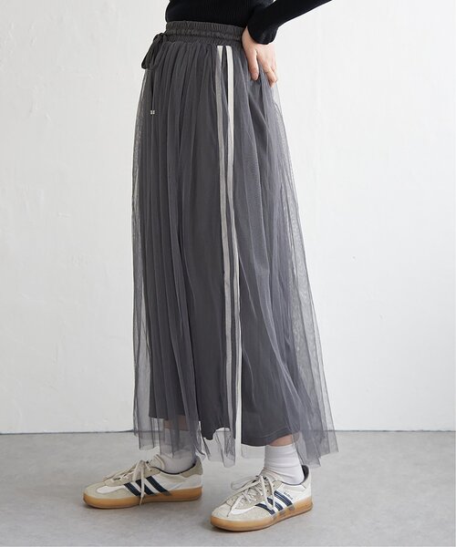 VENCEEXCHANGE（ヴァンスエクスチェンジ）の「サイドラインチュールスカート（スカート・レディース・チャコール/オフホワイト/ブラック・FREE）」の5枚目の写真