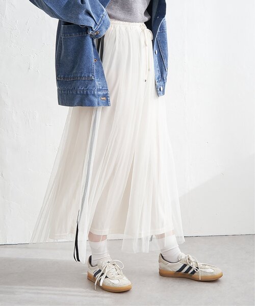VENCEEXCHANGE（ヴァンスエクスチェンジ）の「サイドラインチュールスカート（スカート・レディース・チャコール/オフホワイト/ブラック・FREE）」の8枚目の写真