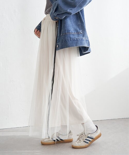 VENCEEXCHANGE（ヴァンスエクスチェンジ）の「サイドラインチュールスカート（スカート・レディース・チャコール/オフホワイト/ブラック・FREE）」の11枚目の写真
