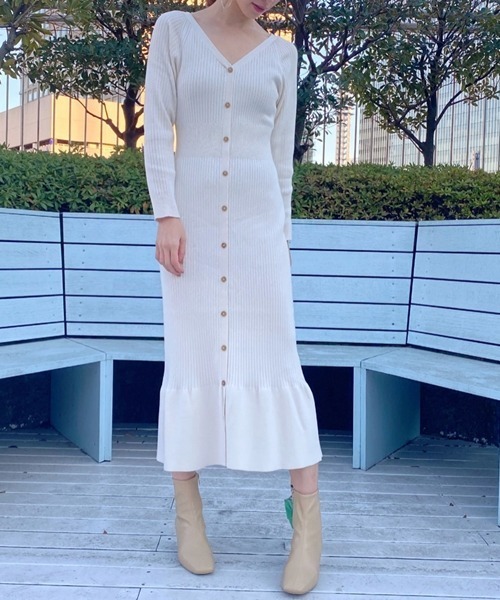 snidel ニットワンピース ホワイト
