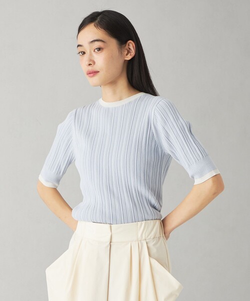 EMMEL REFINES（エメルリファインズ）の「＜EMMEL REFINES＞EM HWハイショクリブ ニット プルオーバー（ニット/セーター・レディース・ライトブルー/ライトピンク/ケリーグリーン・FREE）」の4枚目の写真