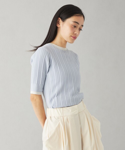 EMMEL REFINES（エメルリファインズ）の「＜EMMEL REFINES＞EM HWハイショクリブ ニット プルオーバー（ニット/セーター・レディース・ライトブルー/ライトピンク/ケリーグリーン・FREE）」の5枚目の写真