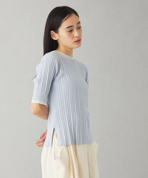 EMMEL REFINES（エメルリファインズ）の「＜EMMEL REFINES＞EM HWハイショクリブ ニット プルオーバー（ニット/セーター・レディース・ライトブルー/ライトピンク/ケリーグリーン・FREE）」の7枚目の写真