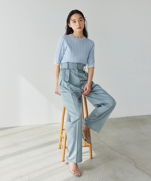 EMMEL REFINES（エメルリファインズ）の「＜EMMEL REFINES＞EM HWハイショクリブ ニット プルオーバー（ニット/セーター・レディース・ライトブルー/ライトピンク/ケリーグリーン・FREE）」の16枚目の写真