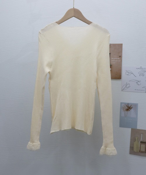 Miniministore(ミニミニストア)の「ニットトップス レース切り替えリブニット(ニット/セーター・レディース・ピンクベージュ/アイボリー/ブラック・FREE)」の18枚目の写真