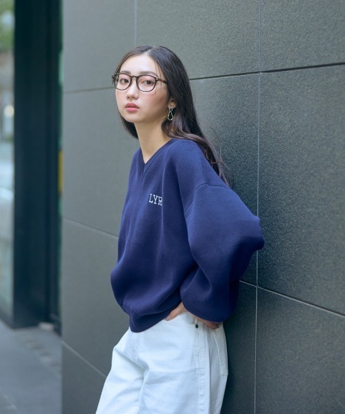 slattgir(スラットジール)の「高身長 スウェットライクロゴニット(トールサイズ)Essenave(ニット/セーター・レディース・オートミール/ネイビー・M~L/LL~3L/4L~5L)」の10枚目の写真