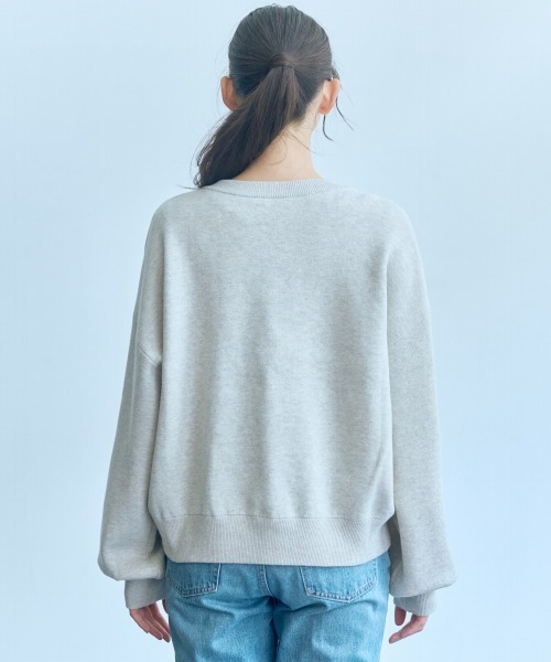 slattgir(スラットジール)の「高身長 スウェットライクロゴニット(トールサイズ)Essenave(ニット/セーター・レディース・オートミール/ネイビー・M~L/LL~3L/4L~5L)」の15枚目の写真