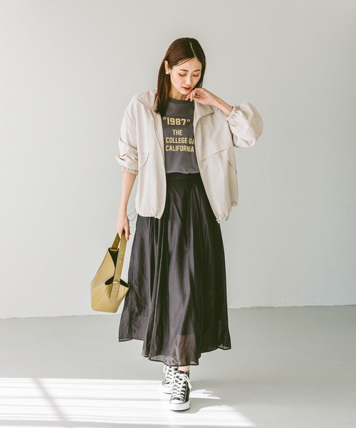 GLOBAL WORK（グローバルワーク）の「ヘビロッTEEワイドプリント長袖/147641（Tシャツ/カットソー・レディース・スミクロ/杢グレー/ホワイト系その他6/ホワイト系その他5・SMALL/LARGE/MEDIUM）」の5枚目の写真