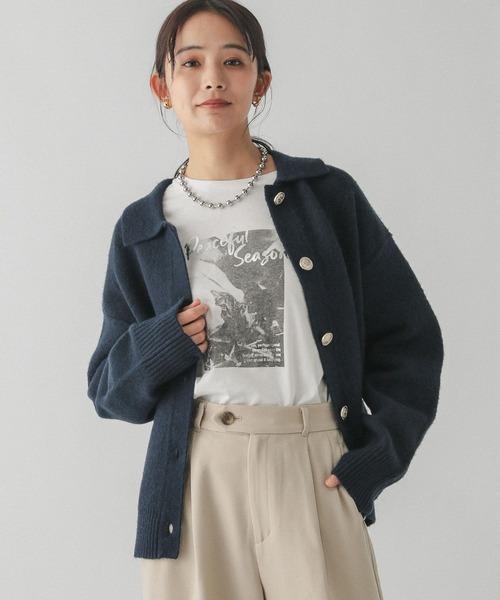 GLOBAL WORK（グローバルワーク）の「ヘビロッTEEワイドプリント長袖/147641（Tシャツ/カットソー・レディース・スミクロ/杢グレー/ホワイト系その他6/ホワイト系その他5・SMALL/LARGE/MEDIUM）」の15枚目の写真