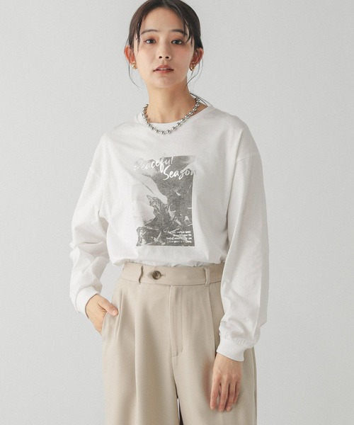 セール】ヘビロッTEEワイドプリント長袖/147641（Tシャツ/カットソー