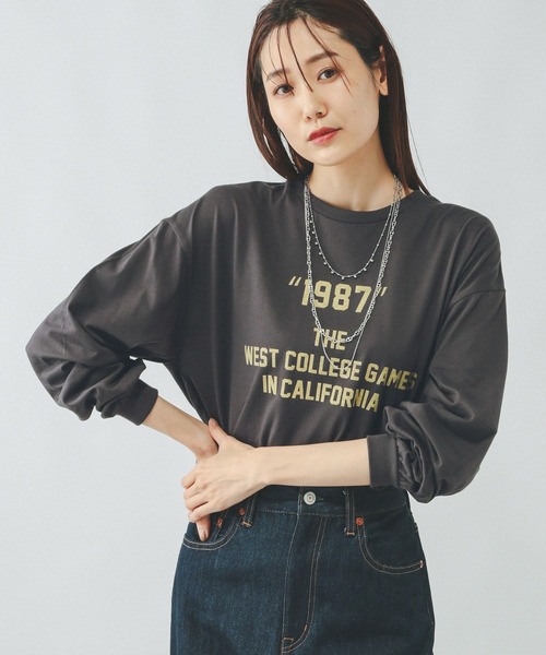 セール】ヘビロッTEEワイドプリント長袖/147641（Tシャツ/カットソー