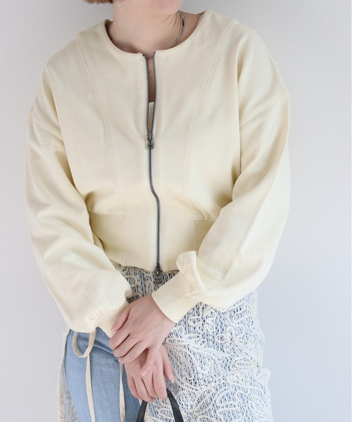 cepo（セポ）の「ミニ裏毛ダブルジップスウェットカーディガン（スウェット・レディース・イエロー/ブラック/オフホワイト・M）」の3枚目の写真