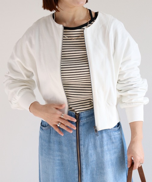 cepo（セポ）の「ミニ裏毛ダブルジップスウェットカーディガン（スウェット・レディース・イエロー/ブラック/オフホワイト・M）」の13枚目の写真