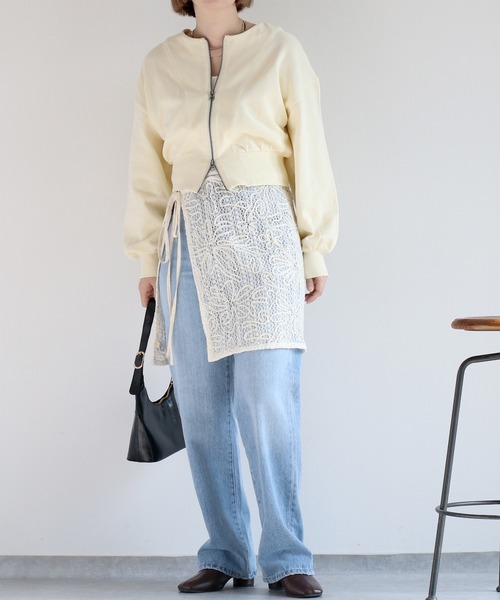 cepo（セポ）の「ミニ裏毛ダブルジップスウェットカーディガン（スウェット・レディース・イエロー/ブラック/オフホワイト・M）」の4枚目の写真