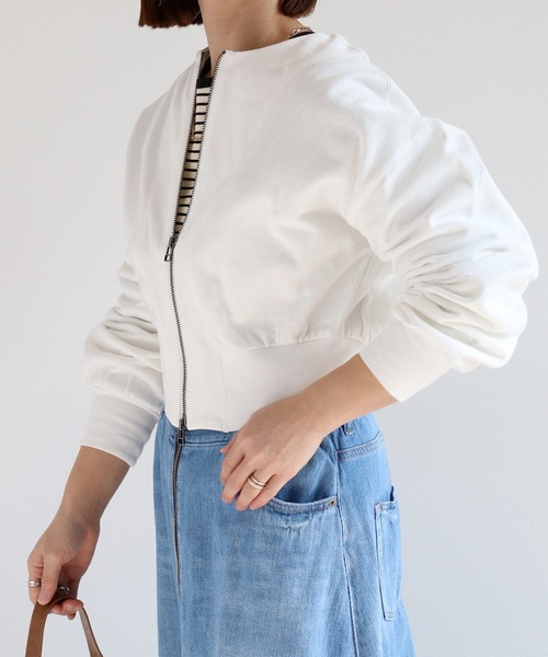 cepo（セポ）の「ミニ裏毛ダブルジップスウェットカーディガン（スウェット・レディース・イエロー/ブラック/オフホワイト・M）」の17枚目の写真