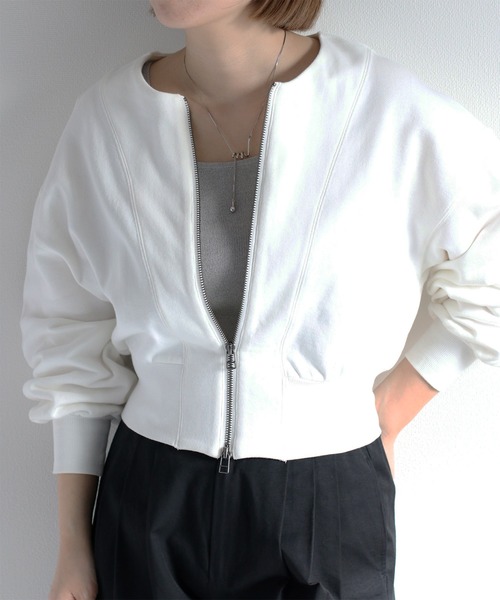 cepo（セポ）の「ミニ裏毛ダブルジップスウェットカーディガン（スウェット・レディース・イエロー/ブラック/オフホワイト・M）」の9枚目の写真