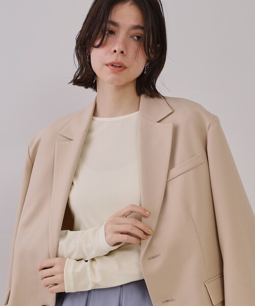 OPAQUE.CLIP（オペークドットクリップ）の「シアーベロアトップス【洗濯機洗い可】（Tシャツ/カットソー・レディース・ナチュラル/オフホワイト/チャコールグレー/ネイビー・38/40/42）」の2枚目の写真