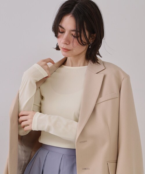 OPAQUE.CLIP（オペークドットクリップ）の「シアーベロアトップス【洗濯機洗い可】（Tシャツ/カットソー・レディース・ナチュラル/オフホワイト/チャコールグレー/ネイビー・38/40/42）」の5枚目の写真