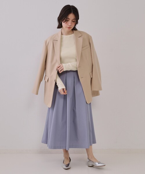 OPAQUE.CLIP（オペークドットクリップ）の「シアーベロアトップス【洗濯機洗い可】（Tシャツ/カットソー・レディース・ナチュラル/オフホワイト/チャコールグレー/ネイビー・38/40/42）」の6枚目の写真