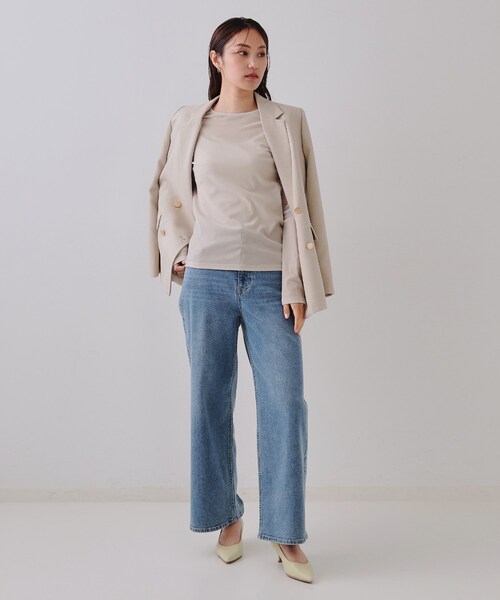 OPAQUE.CLIP（オペークドットクリップ）の「シアーベロアトップス【洗濯機洗い可】（Tシャツ/カットソー・レディース・ナチュラル/オフホワイト/チャコールグレー/ネイビー・38/40/42）」の15枚目の写真