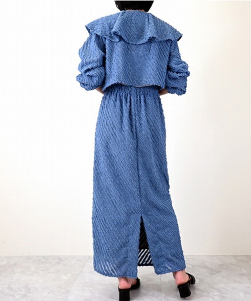STYLEBLOCK（スタイルブロック）の「シアーミニフリンジジャガードタイトスカート（スカート・レディース・ピンク/ブルー/アイボリー・M）」の6枚目の写真