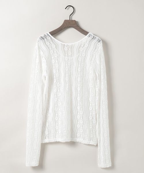 eL(エル)の「【eL】Lace Fit Pullover LS/287472(Tシャツ/カットソー・レディース・ホワイト/ブラック/ネイビー・FREE)」の2枚目の写真