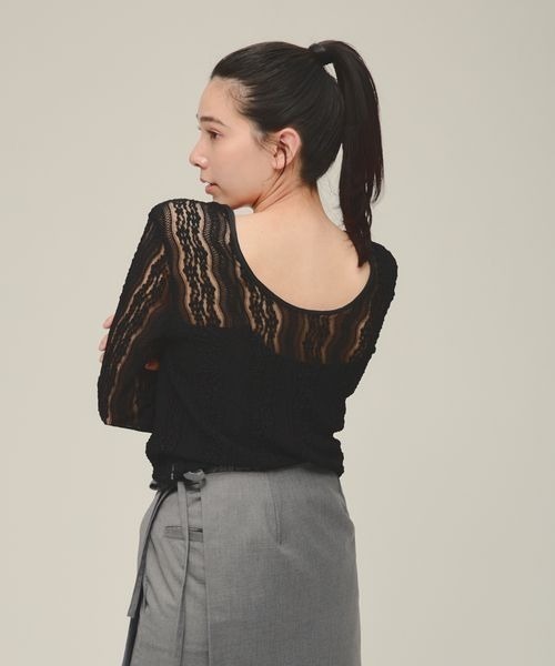 eL(エル)の「【eL】Lace Fit Pullover LS/287472(Tシャツ/カットソー・レディース・ホワイト/ブラック/ネイビー・FREE)」の3枚目の写真