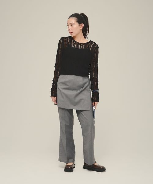 eL(エル)の「【eL】Lace Fit Pullover LS/287472(Tシャツ/カットソー・レディース・ホワイト/ブラック/ネイビー・FREE)」の4枚目の写真