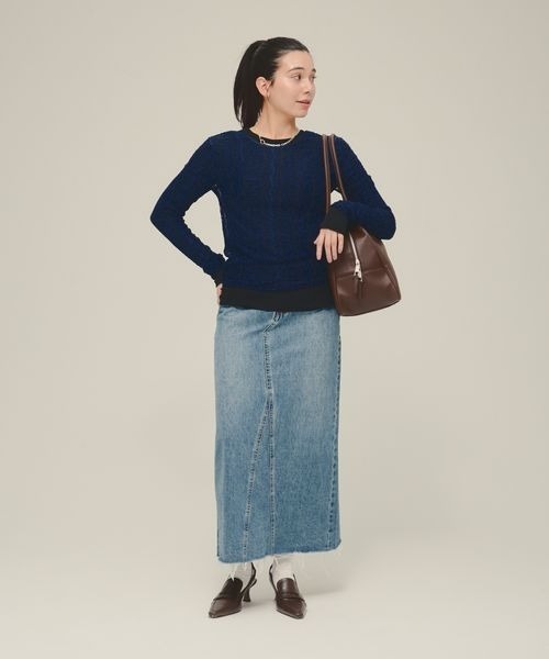 eL(エル)の「【eL】Lace Fit Pullover LS/287472(Tシャツ/カットソー・レディース・ホワイト/ブラック/ネイビー・FREE)」の9枚目の写真