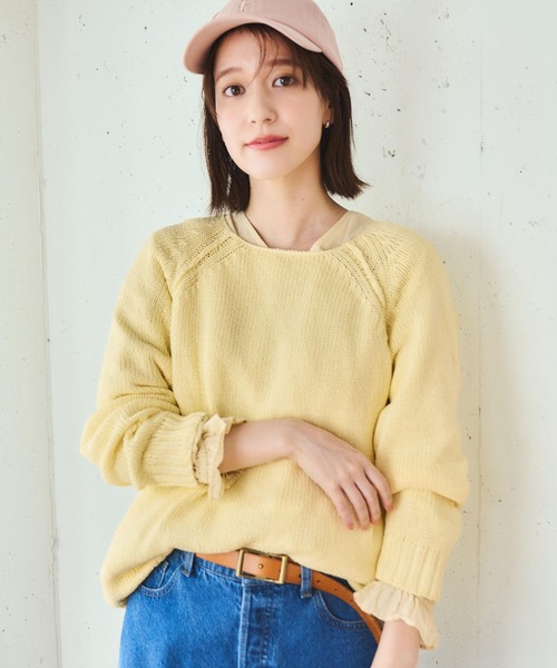 studio CLIP（スタディオクリップ）の「3ゲージリリヤーンプルオーバー（ニット/セーター・レディース・ネイビー/ラベンダー/ライトグレー/イエロー・FREE）」の4枚目の写真