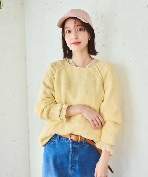 studio CLIP（スタディオクリップ）の「3ゲージリリヤーンプルオーバー（ニット/セーター・レディース・ネイビー/ラベンダー/ライトグレー/イエロー・FREE）」の5枚目の写真