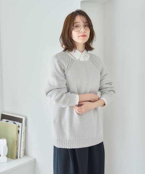 studio CLIP（スタディオクリップ）の「3ゲージリリヤーンプルオーバー（ニット/セーター・レディース・ネイビー/ラベンダー/ライトグレー/イエロー・FREE）」の14枚目の写真