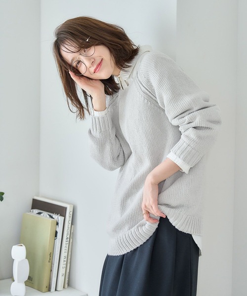 studio CLIP（スタディオクリップ）の「3ゲージリリヤーンプルオーバー（ニット/セーター・レディース・ネイビー/ラベンダー/ライトグレー/イエロー・FREE）」の15枚目の写真