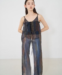 NOMINE | 【前後着用可】水彩アート ニュアンス柄 2WAY シアー キャミワンピース ロング丈(ワンピース)